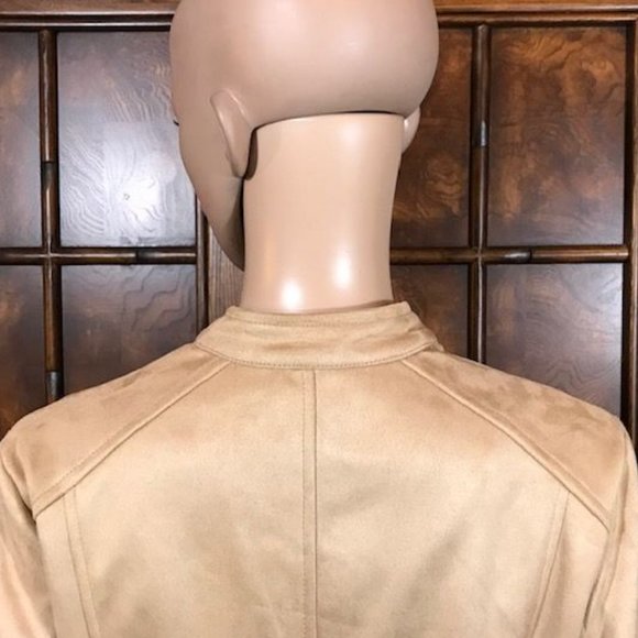 Curations Honey Beige Faux Suede Studded Zip Sleeve Jacket - Picture 11 of 16